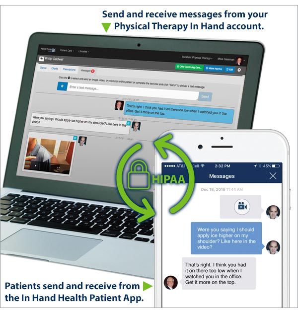 Use In Hand Health to send HIPAA compliant text messages to patients between sessions.